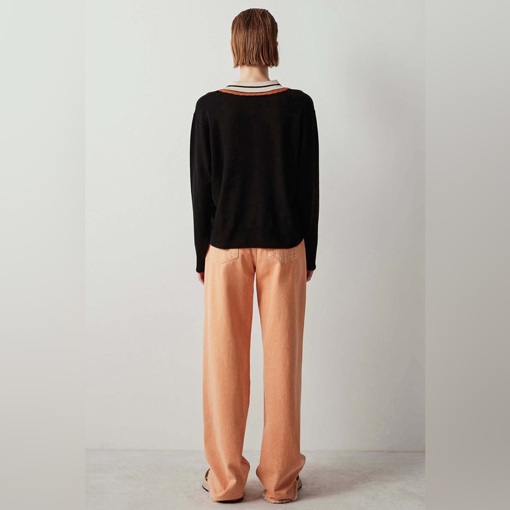 Sandro Colle Striped Neck Wool & Cashmere Sweater - Picture 11 of 12
